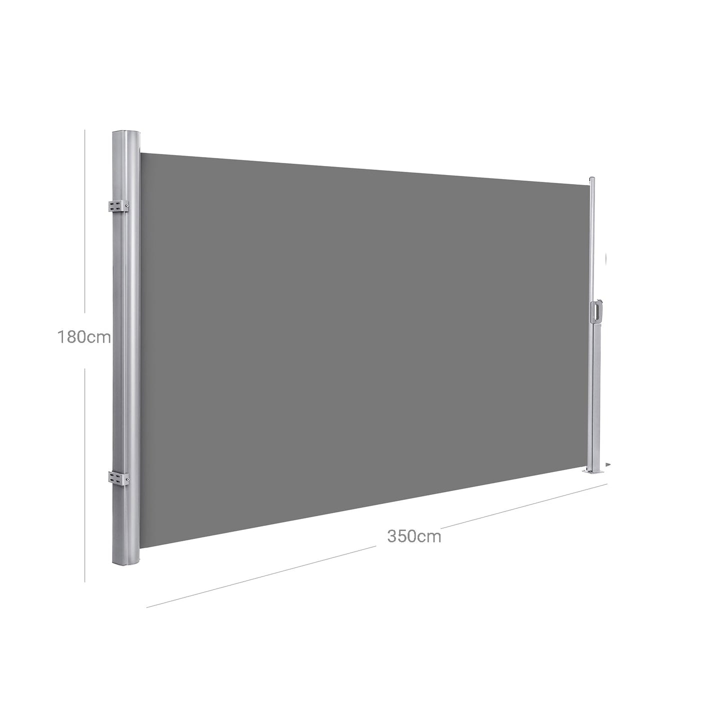 Side Awning - Aluminium - Smoke Grey - Privacy Screen and Sun Shade for Balcony and Terrace