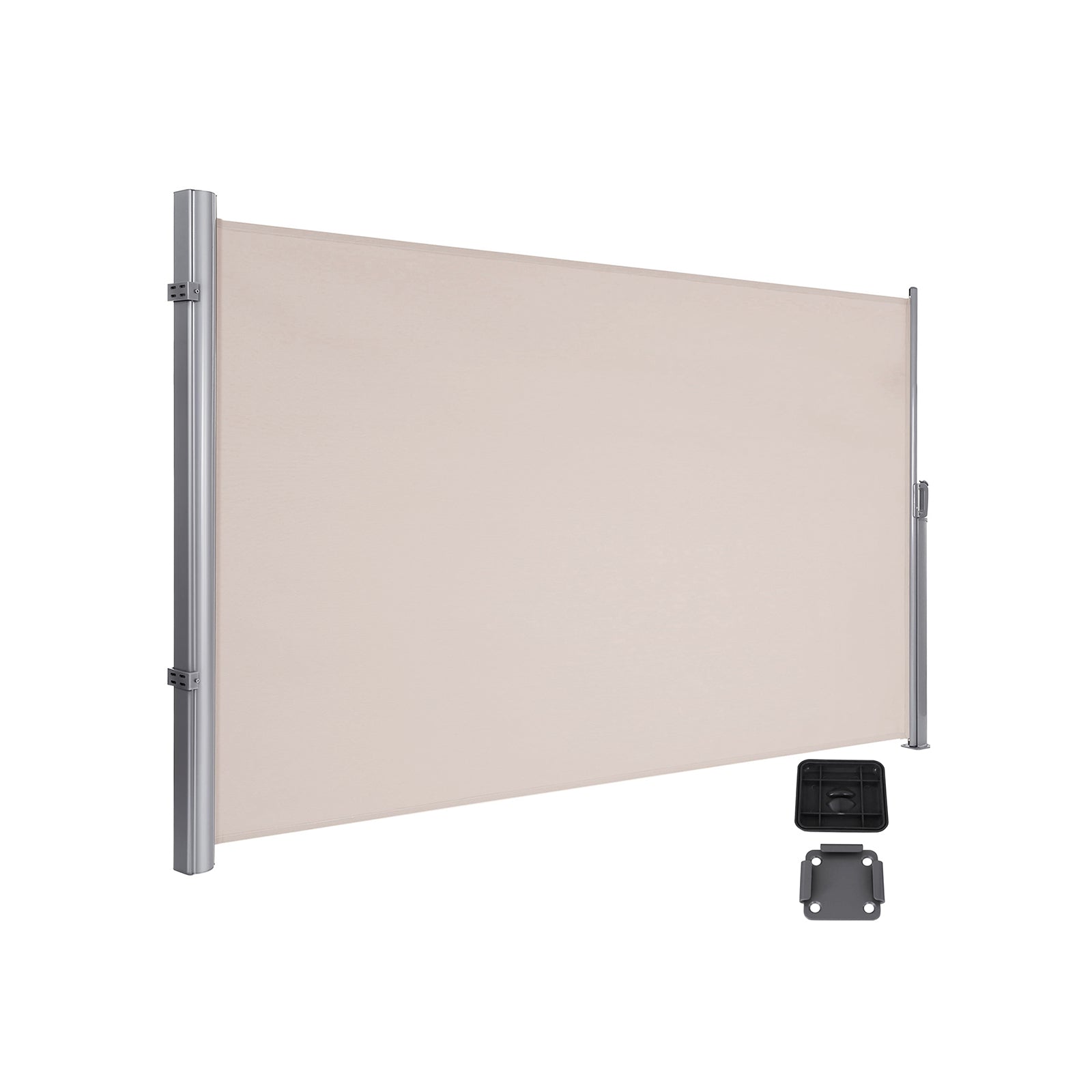 Side Awning Privacy Screen - 180 x 350 cm - Aluminium - Smoke Grey