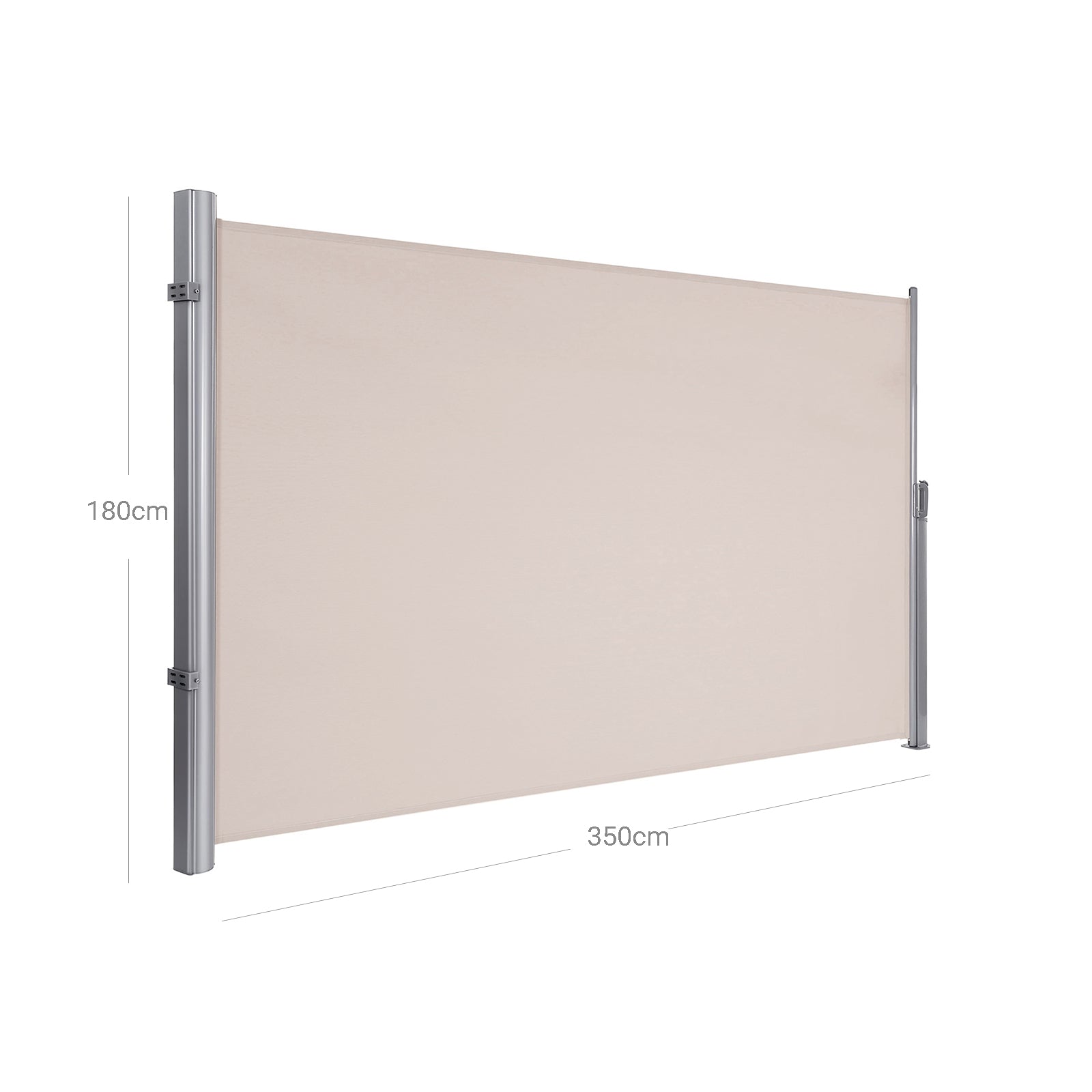 Side Awning Privacy Screen - 180 x 350 cm - Aluminium - Smoke Grey