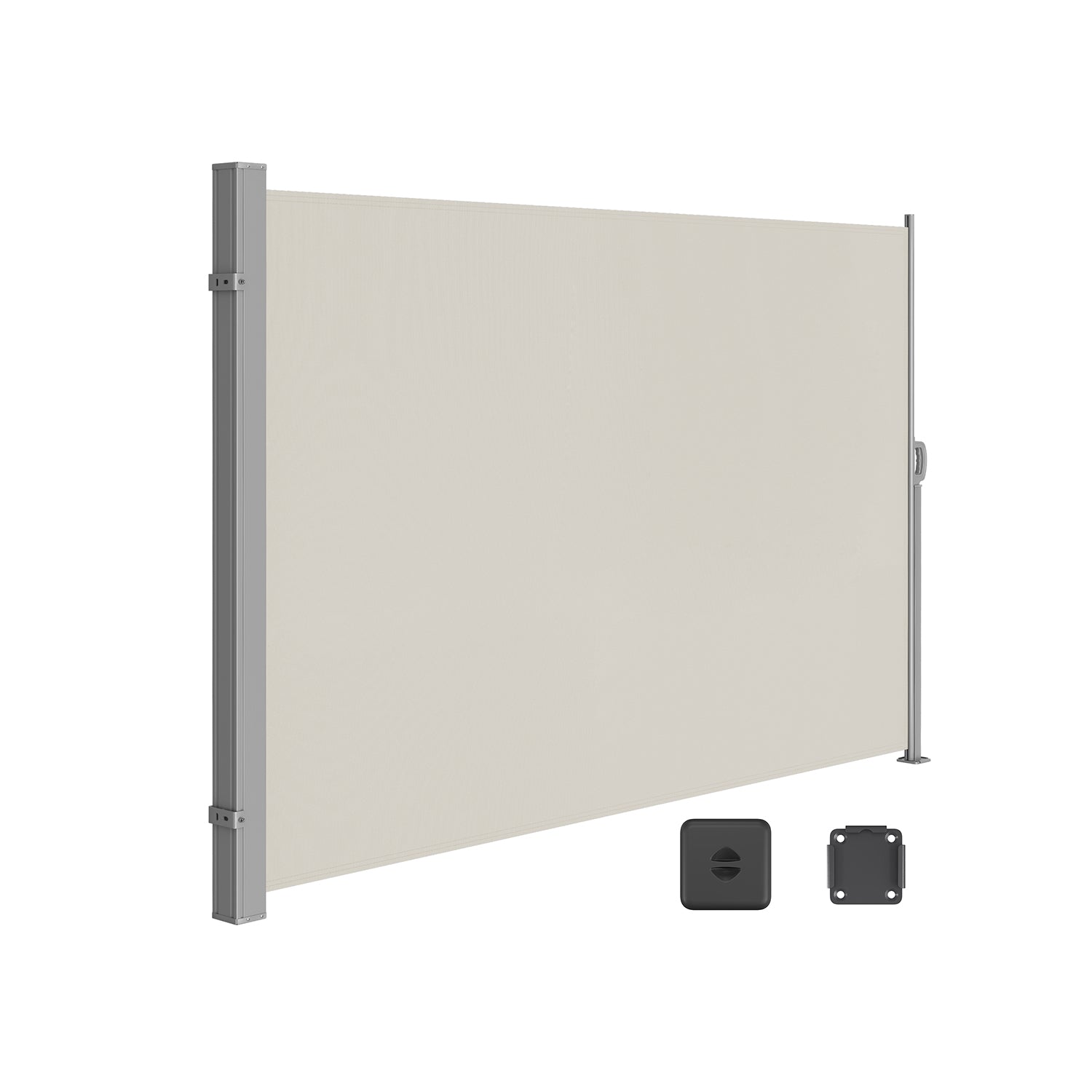 Extendable Side Awning - Fabric - Beige - Privacy Protection and Sun Shade 200 x 350 cm
