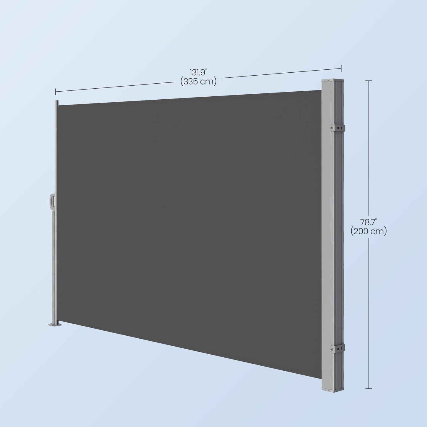Side Awning - Fabric - Smoky Grey - Privacy Protection and Sun Shade for Balcony and Terrace