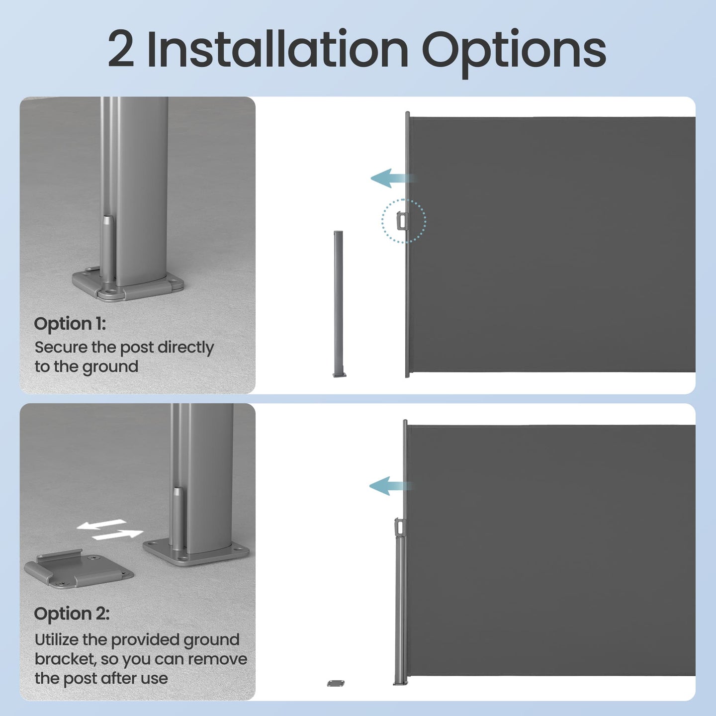 Side Awning - Fabric - Smoky Grey - Privacy Protection and Sun Shade for Balcony and Terrace