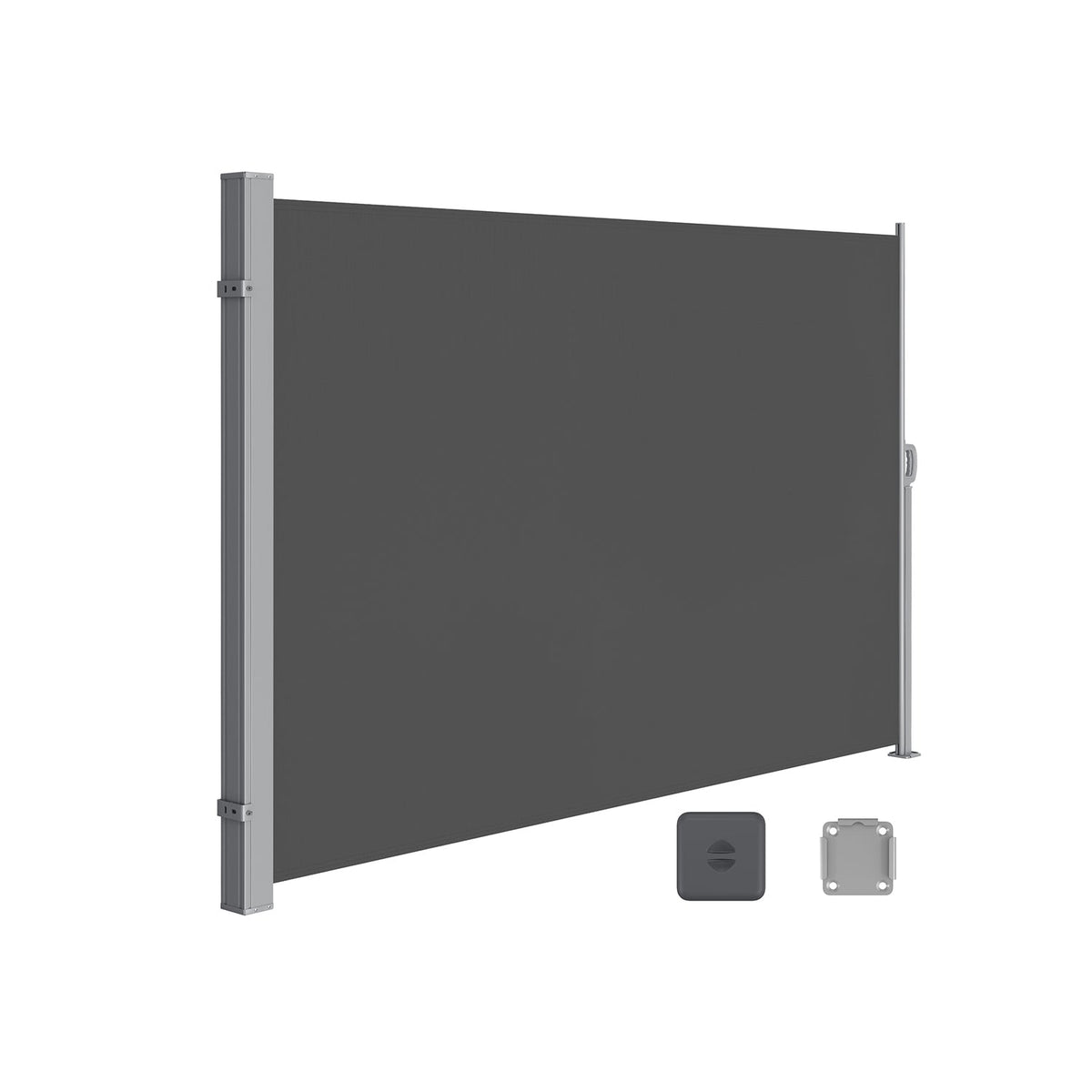 Extendable Side Awning - Fabric - Smoky Grey - Privacy Protection and Sun Shade 200 x 350 cm