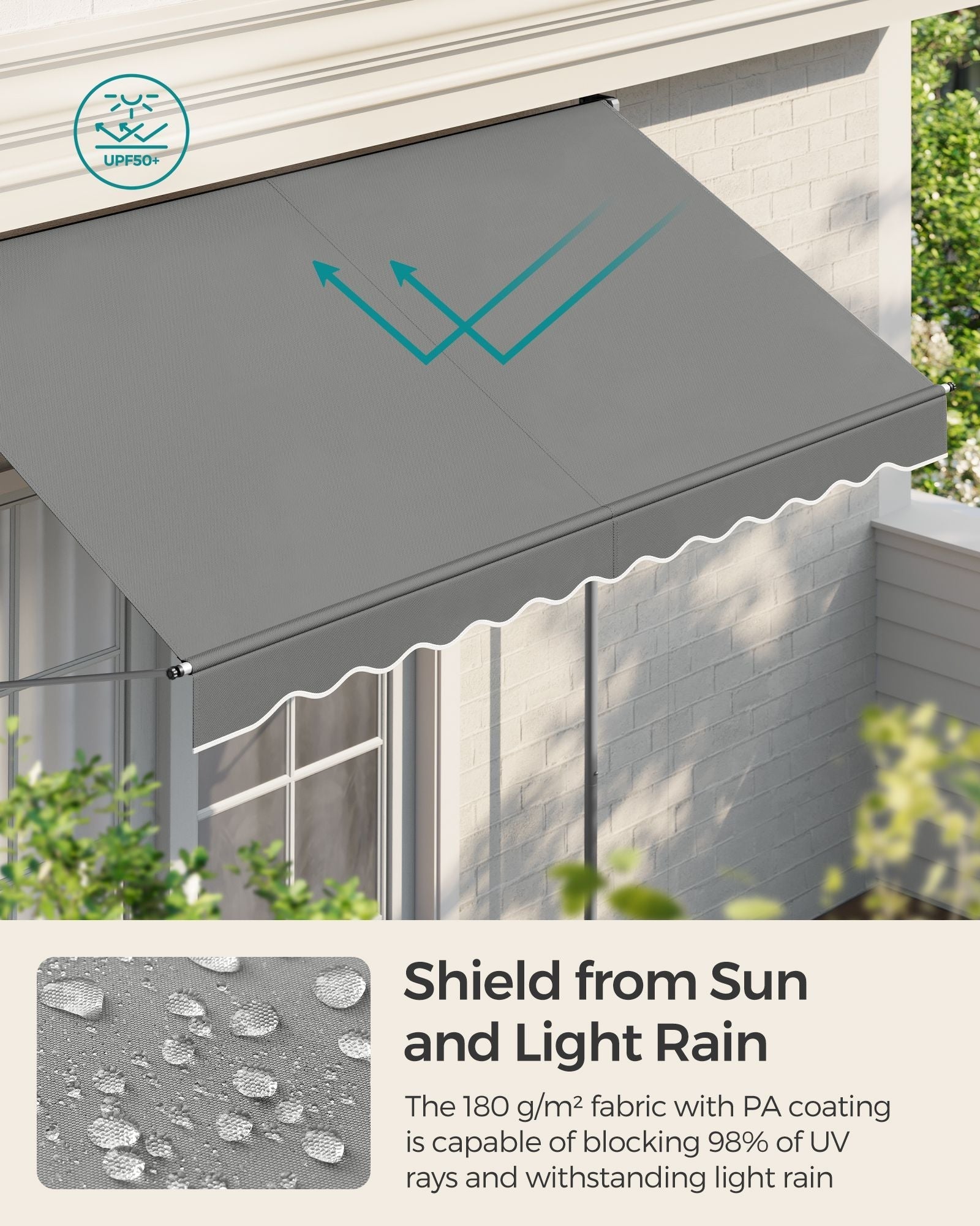 Manual Retractable Awning - Fabric - Dove Grey - Height-Adjustable with Crank