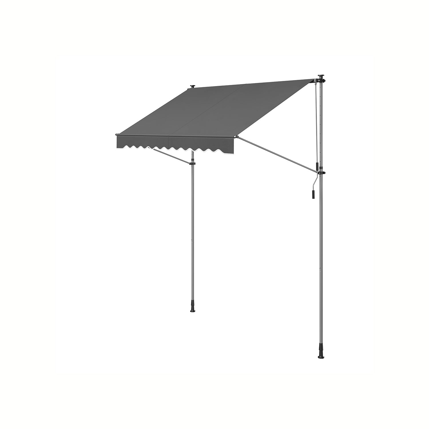 Manual Retractable Awning - Fabric - Anthracite Grey - Height-Adjustable with Crank