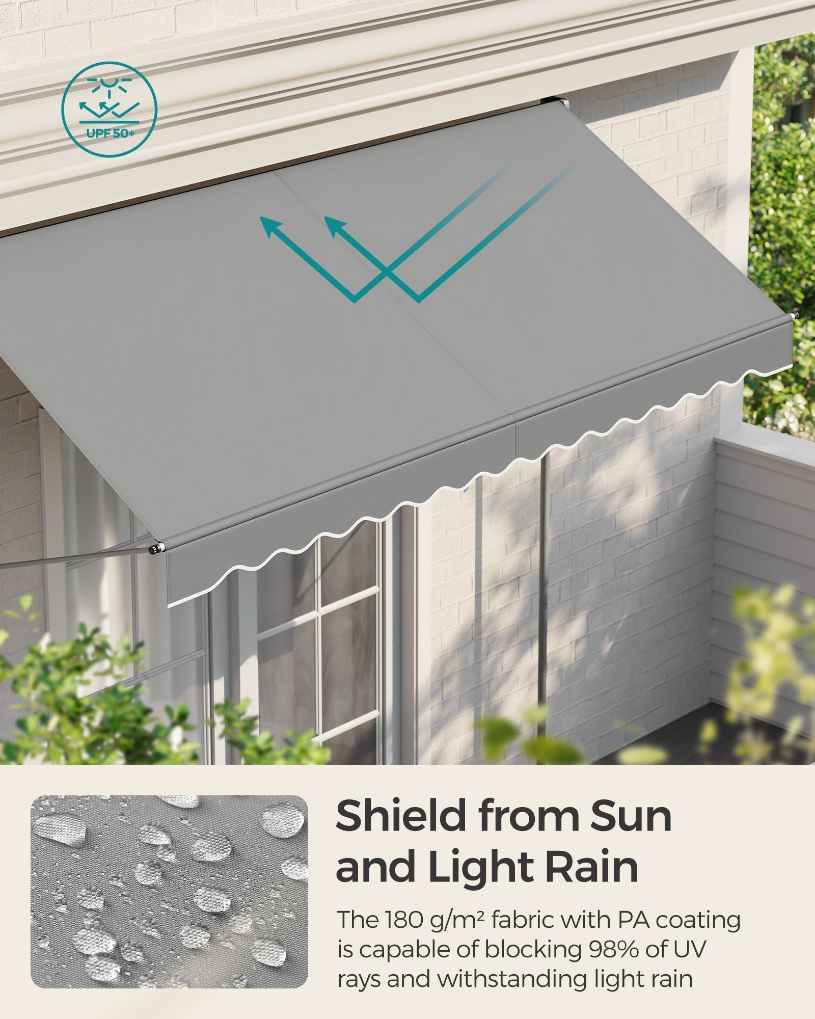 Manual Retractable Awning - Fabric - Dove Grey - Height-Adjustable with Crank