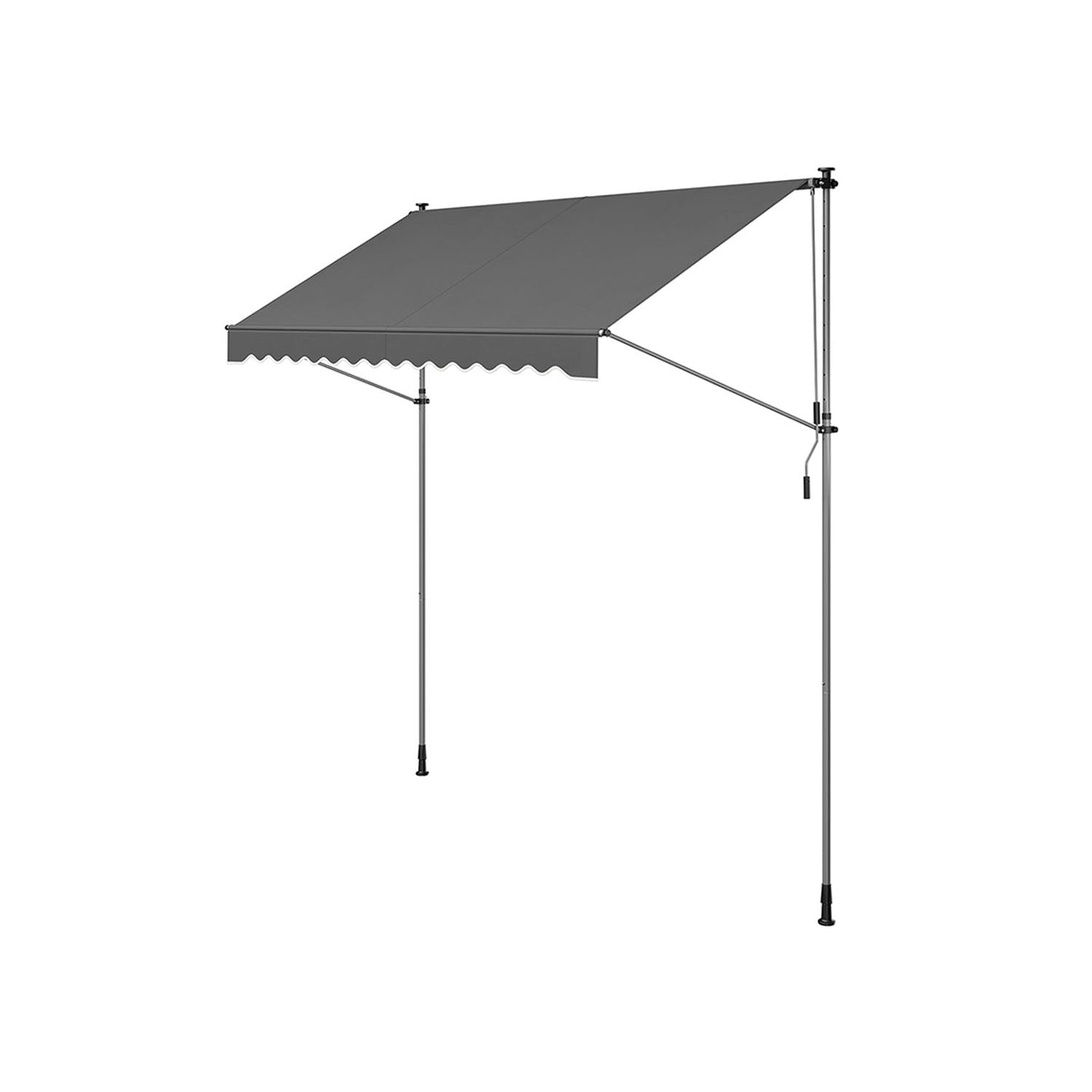 Height-Adjustable Awning - Fabric - Anthracite Grey - Manual Retractable Sunshade for Balcony