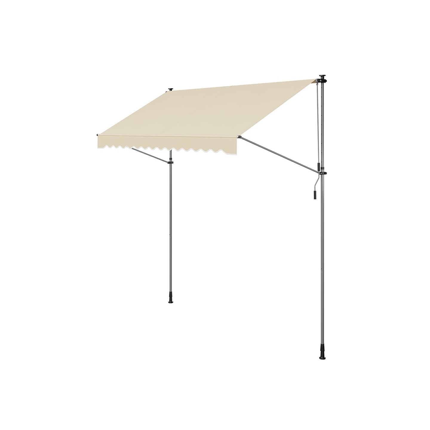 Manual Retractable Awning - Fabric - Beige - Height-Adjustable with Crank