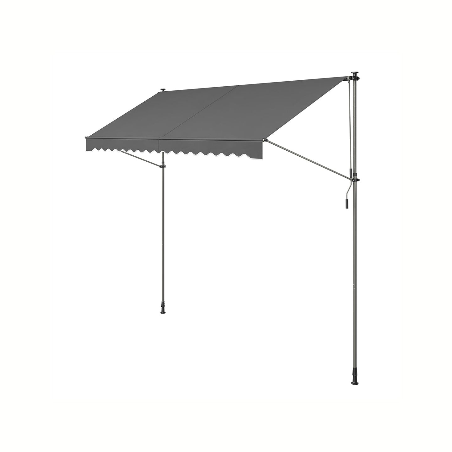 Manual Retractable Awning - Fabric - Anthracite Grey - Height-Adjustable with Crank