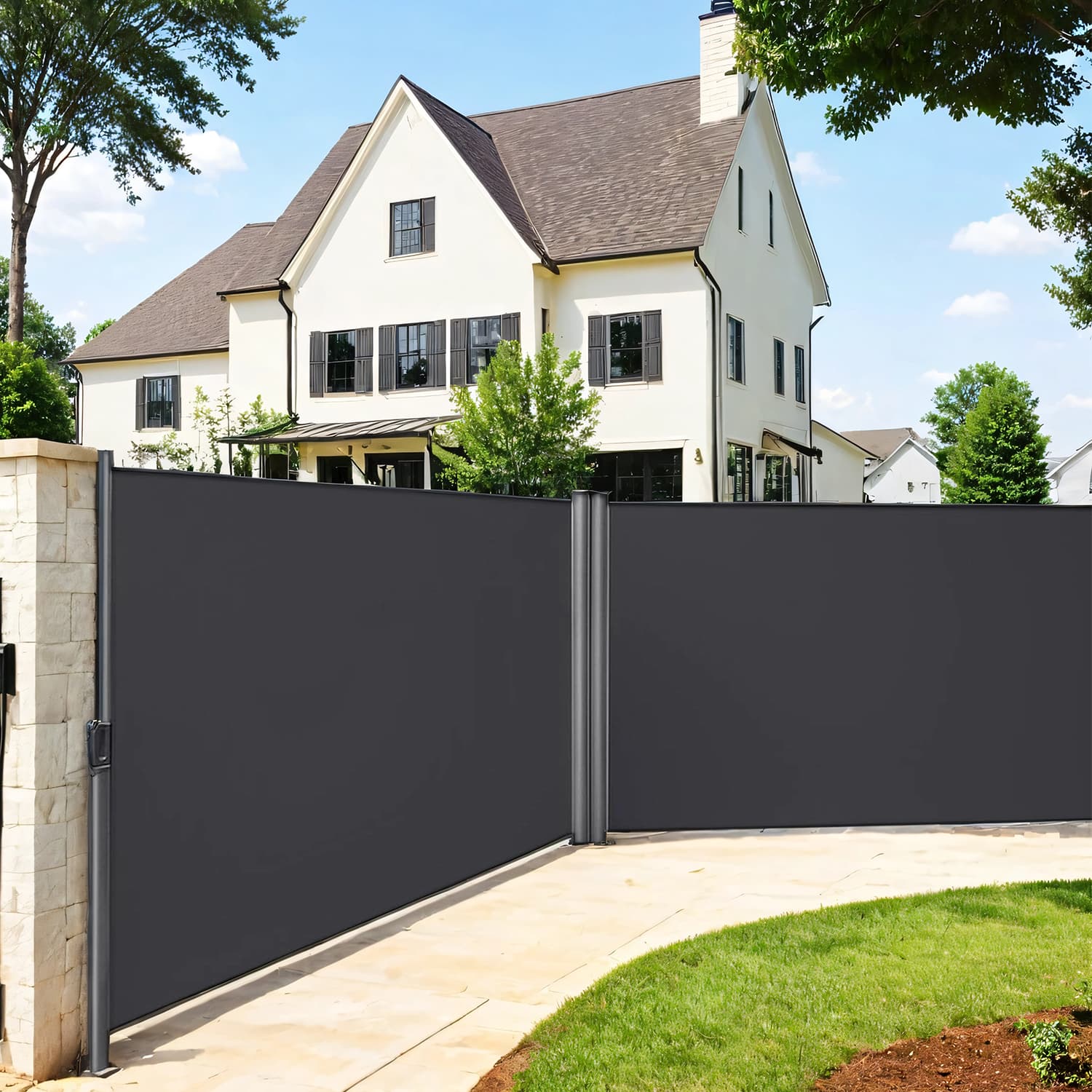 Retractable Double Side Awning - Smoky Grey - Thickened Polythene