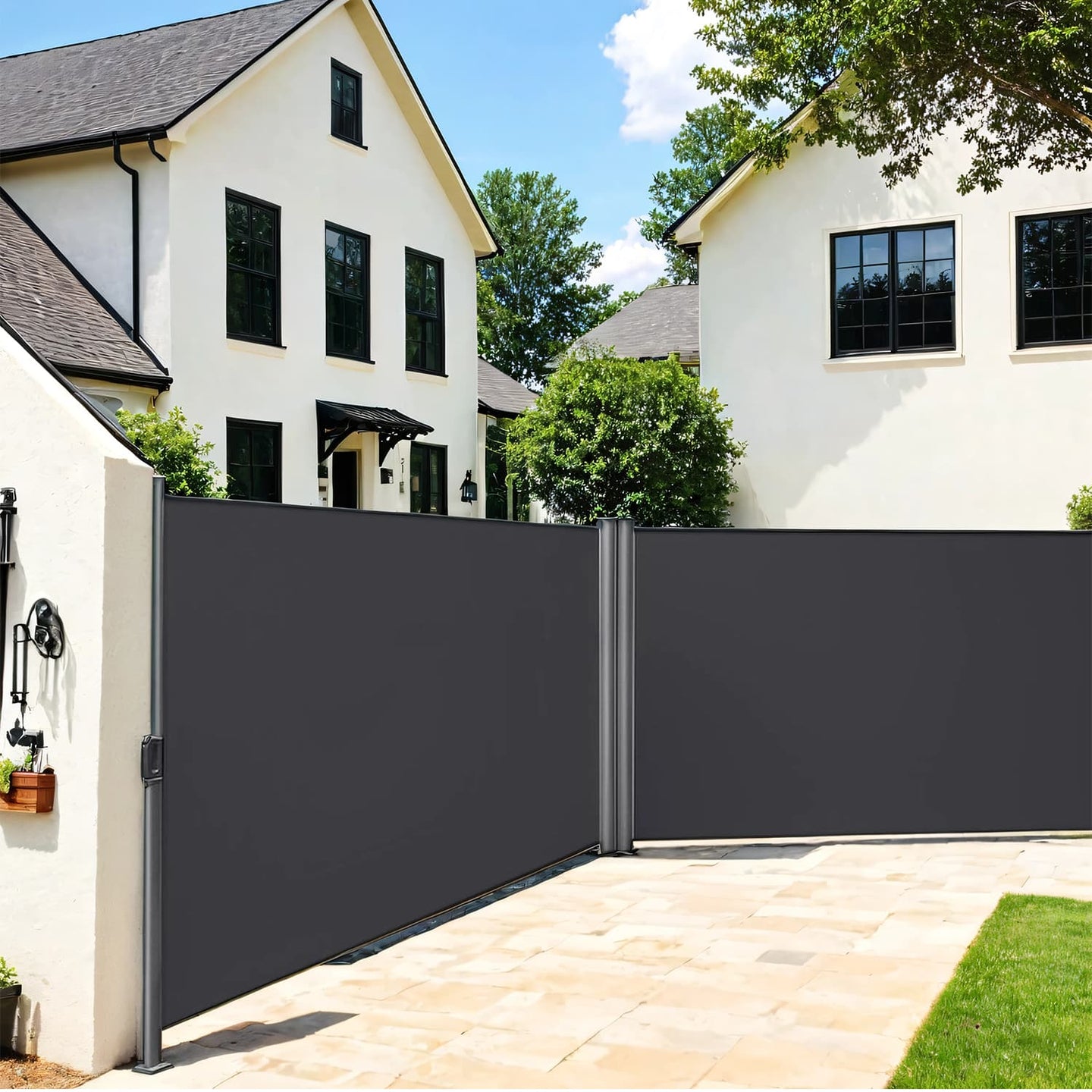Retractable Double Side Awning - Smoky Grey - Thickened Polythene