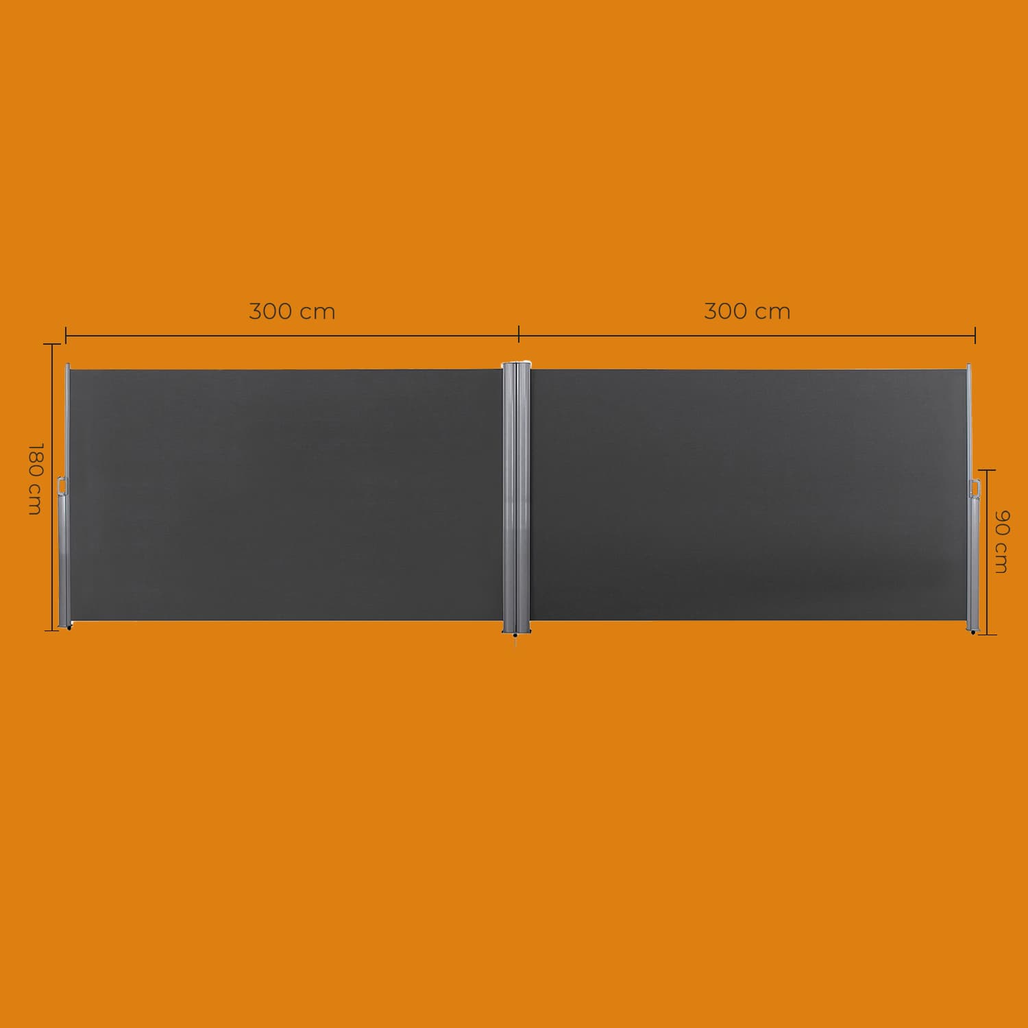 Retractable Double Side Awning - Smoky Grey - Thickened Polythene