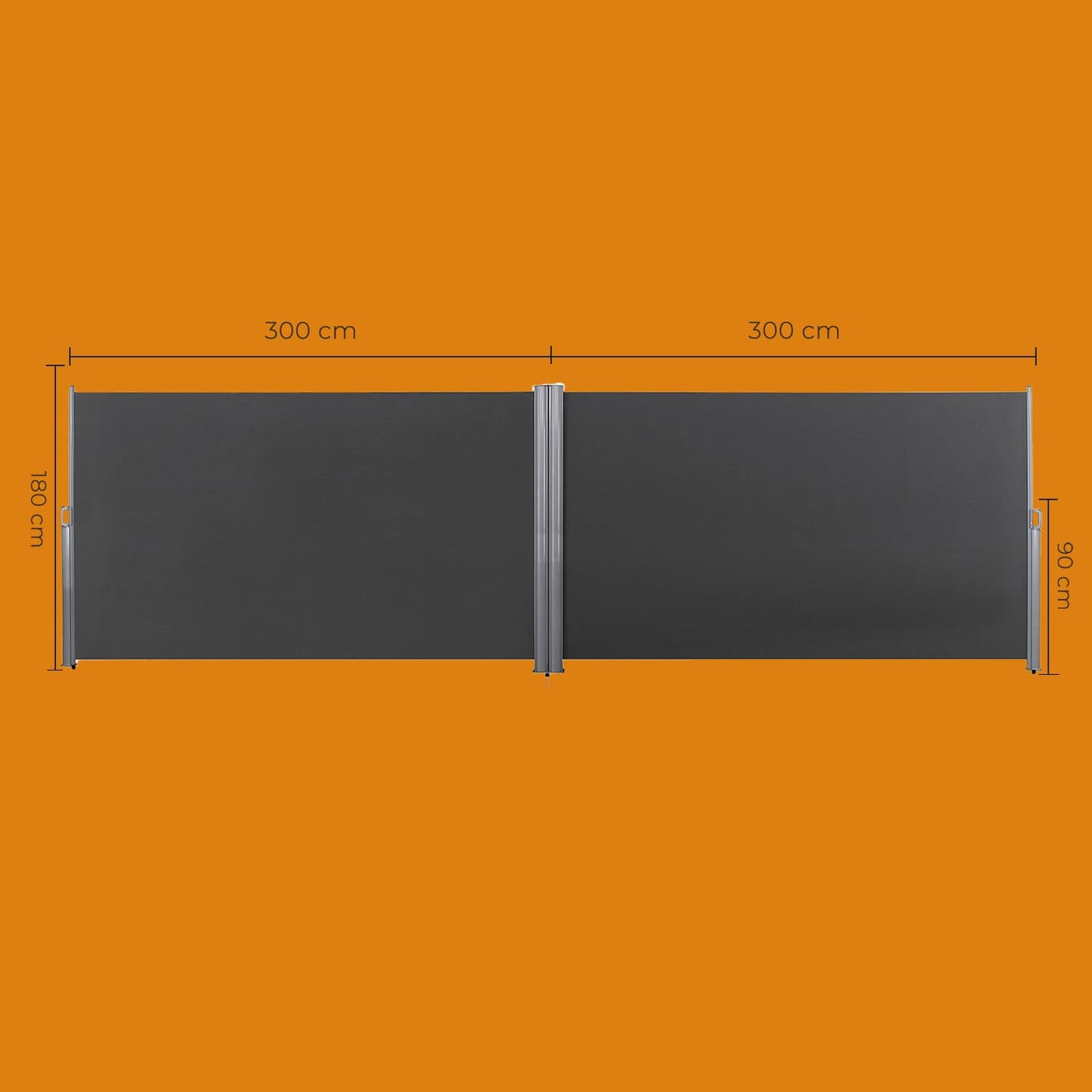 Retractable Double Side Awning - Smoky Grey - Thickened Polythene