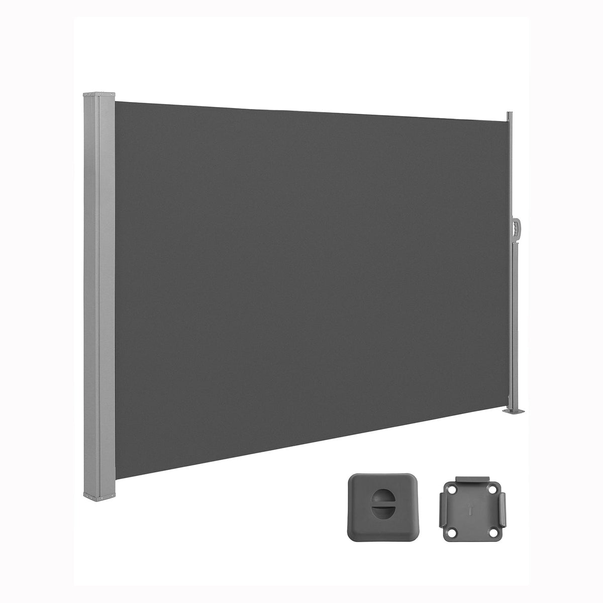 Extendable Side Awning - Fabric - Smoky Grey - Privacy Protection and Sun Shade 180 x 400 cm