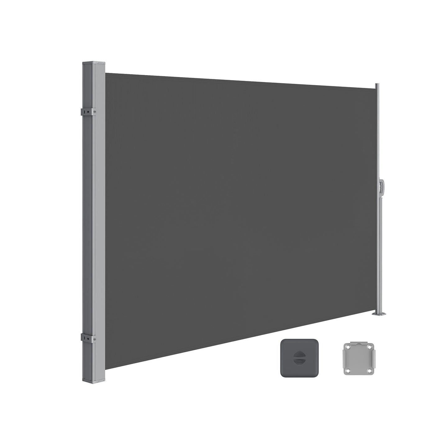 Side Awning - Fabric - Smoky Grey - Extendable Privacy Protection for Balcony and Terrace