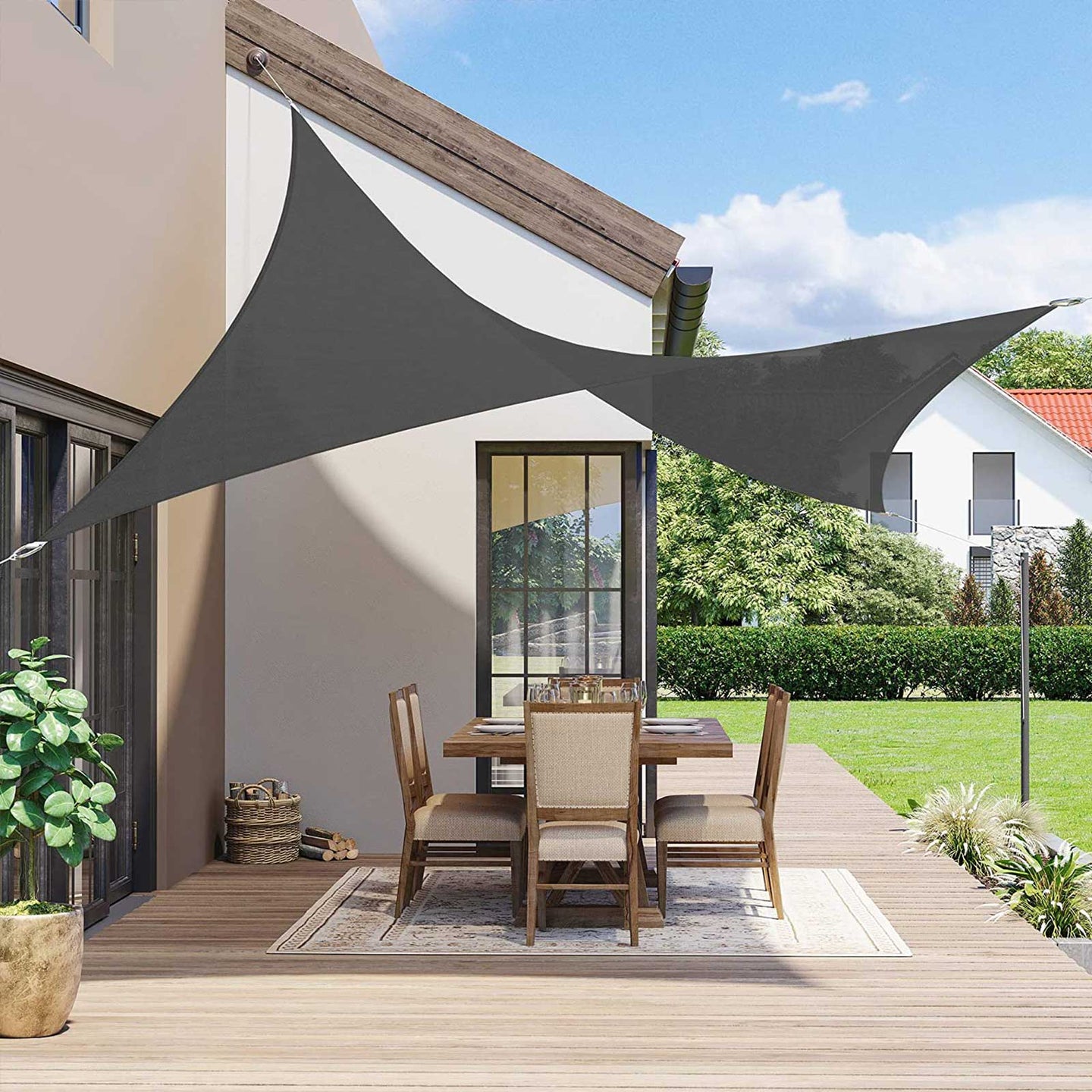 Sun Shade Sail - PES Polyester - Smoky Grey - 3 x 4 m