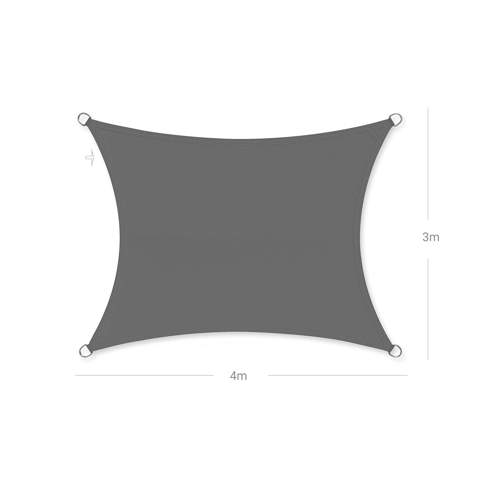Sun Shade Sail - PES Polyester - Smoky Grey - 3 x 4 m