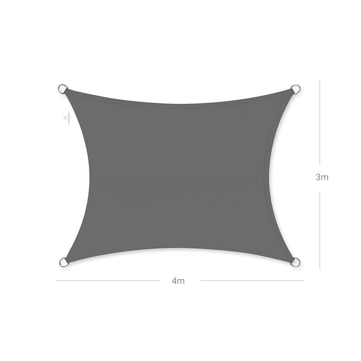 Sun Shade Sail - PES Polyester - Smoky Grey - 3 x 4 m