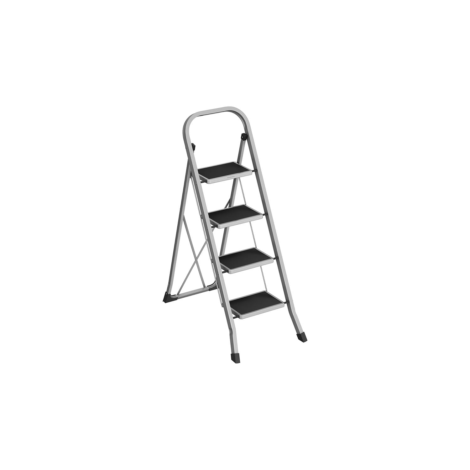 Folding Ladder - Metal - Dove Grey - 4 Steps with Safety Lock