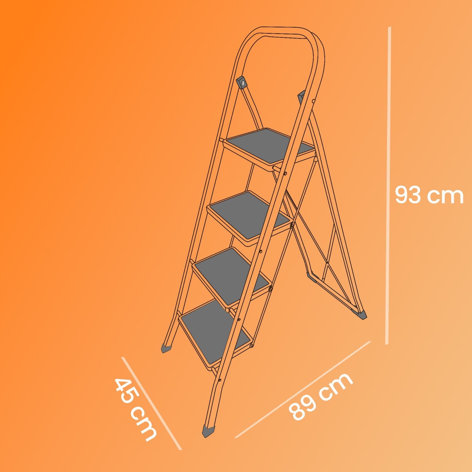 Folding 4-Step Ladder - Metal - Dove Grey