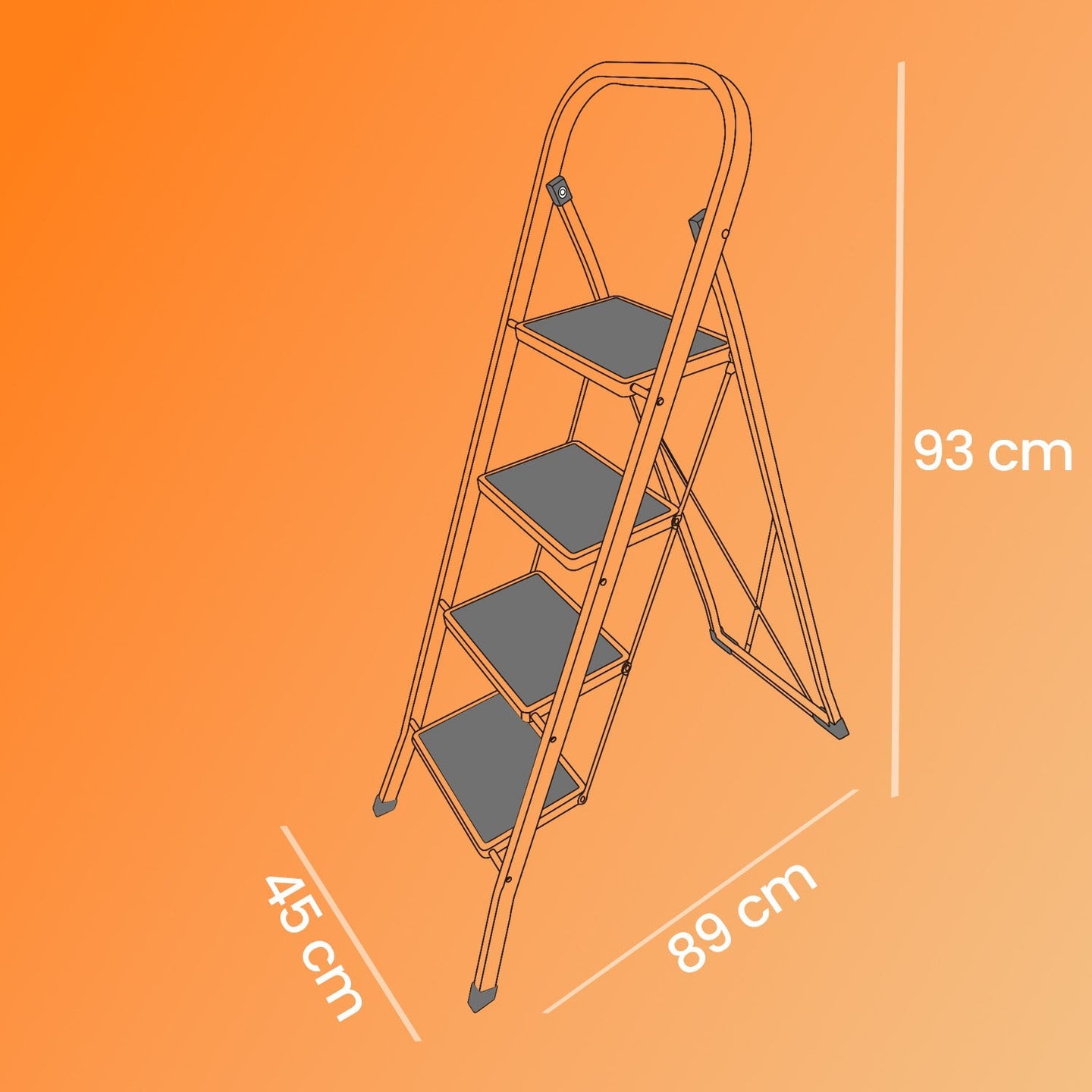 Folding 4-Step Ladder - Metal - Dove Grey