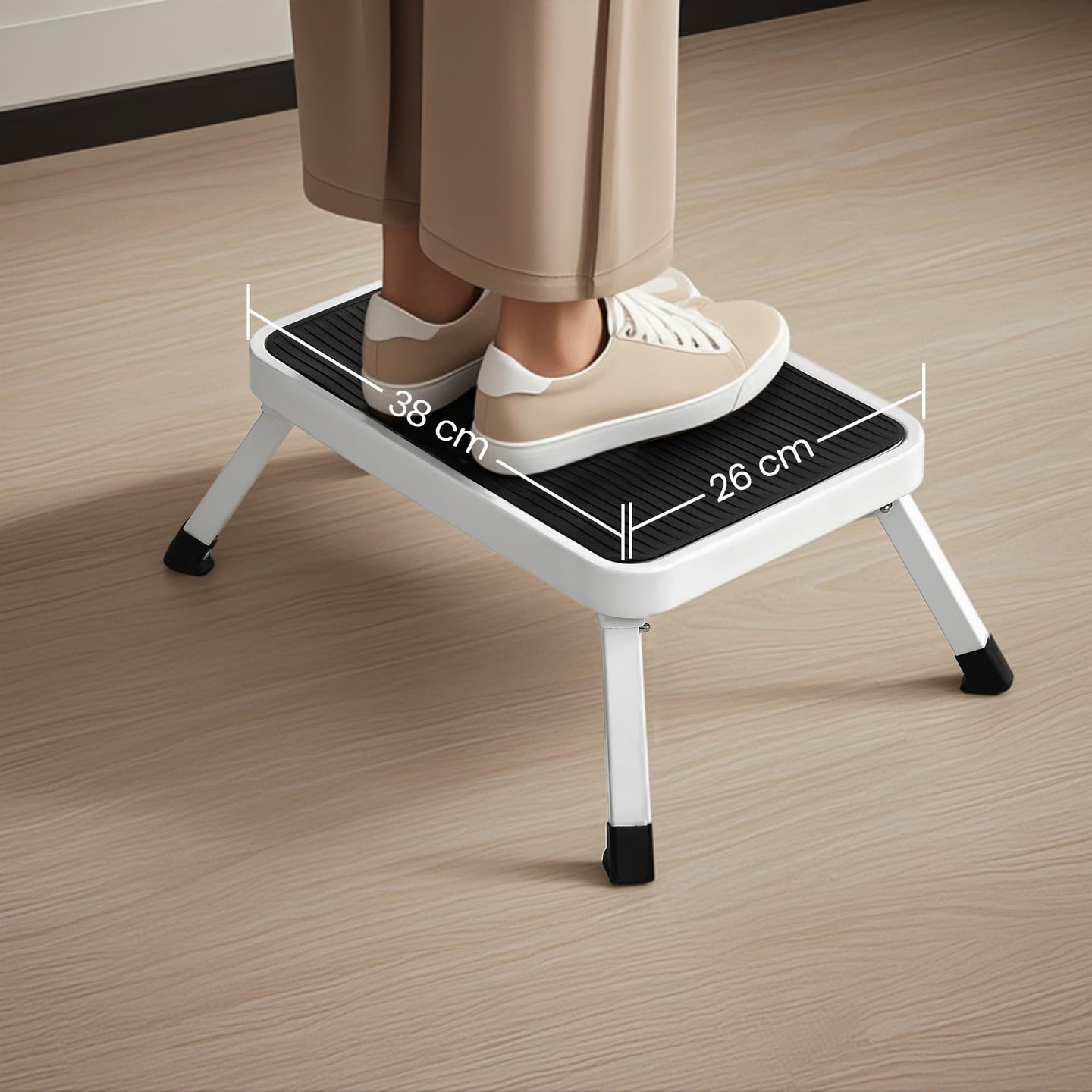 Folding Step Stool - Plastic - White - Non-Slip