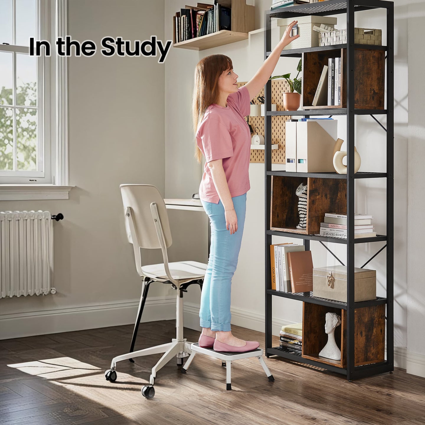Folding Step Stool - Plastic - White - Non-Slip