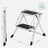 Folding 2 Step Ladder - Heavy Duty Steel - Black - Portable with Anti-Slip Mat
