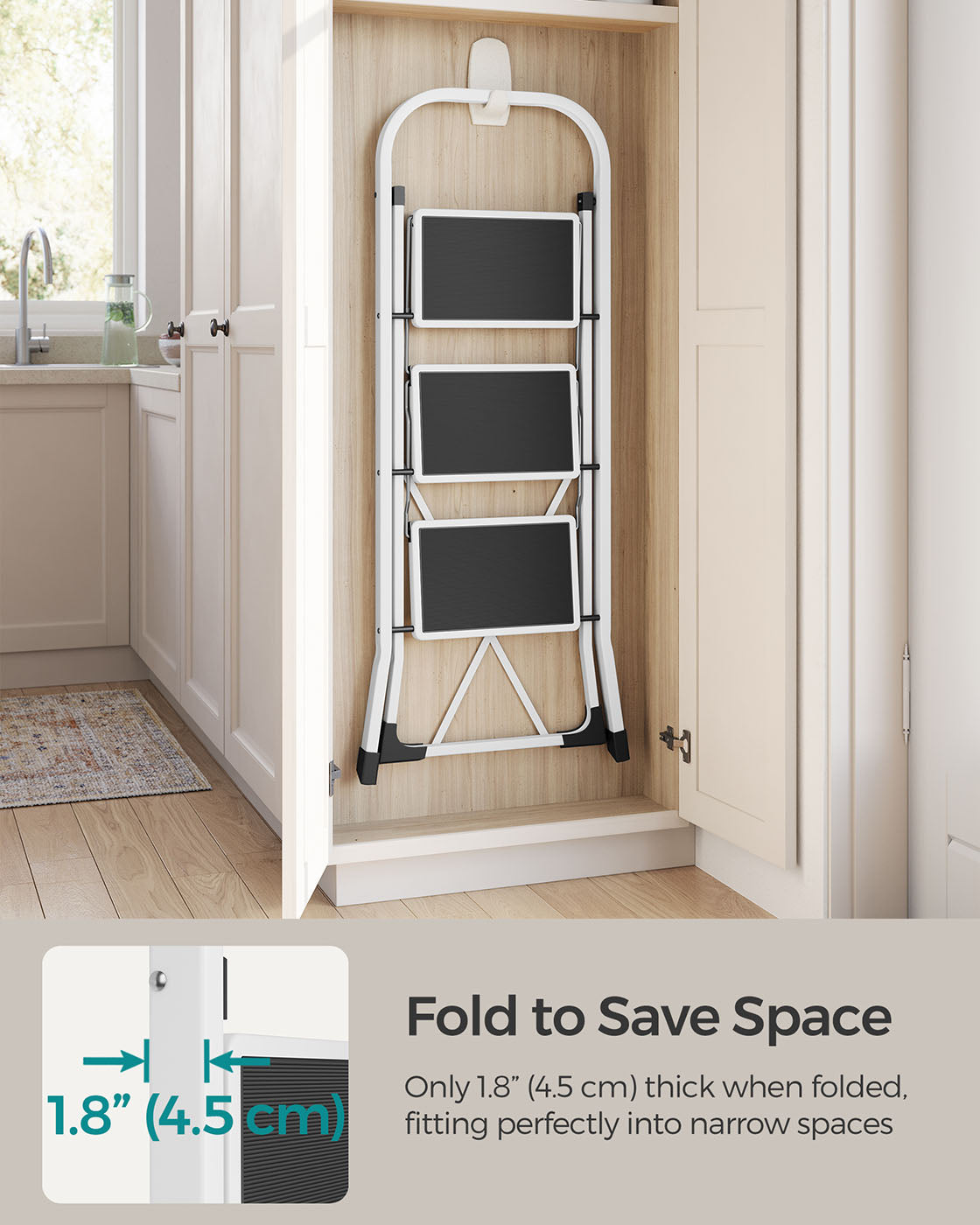 3 Step Ladder - Heavy Duty Steel - Folding and Portable