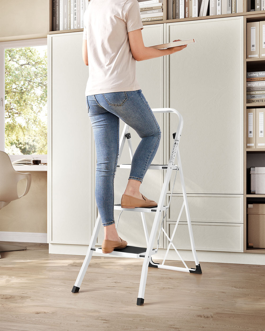 3 Step Ladder - Heavy Duty Steel - Folding and Portable
