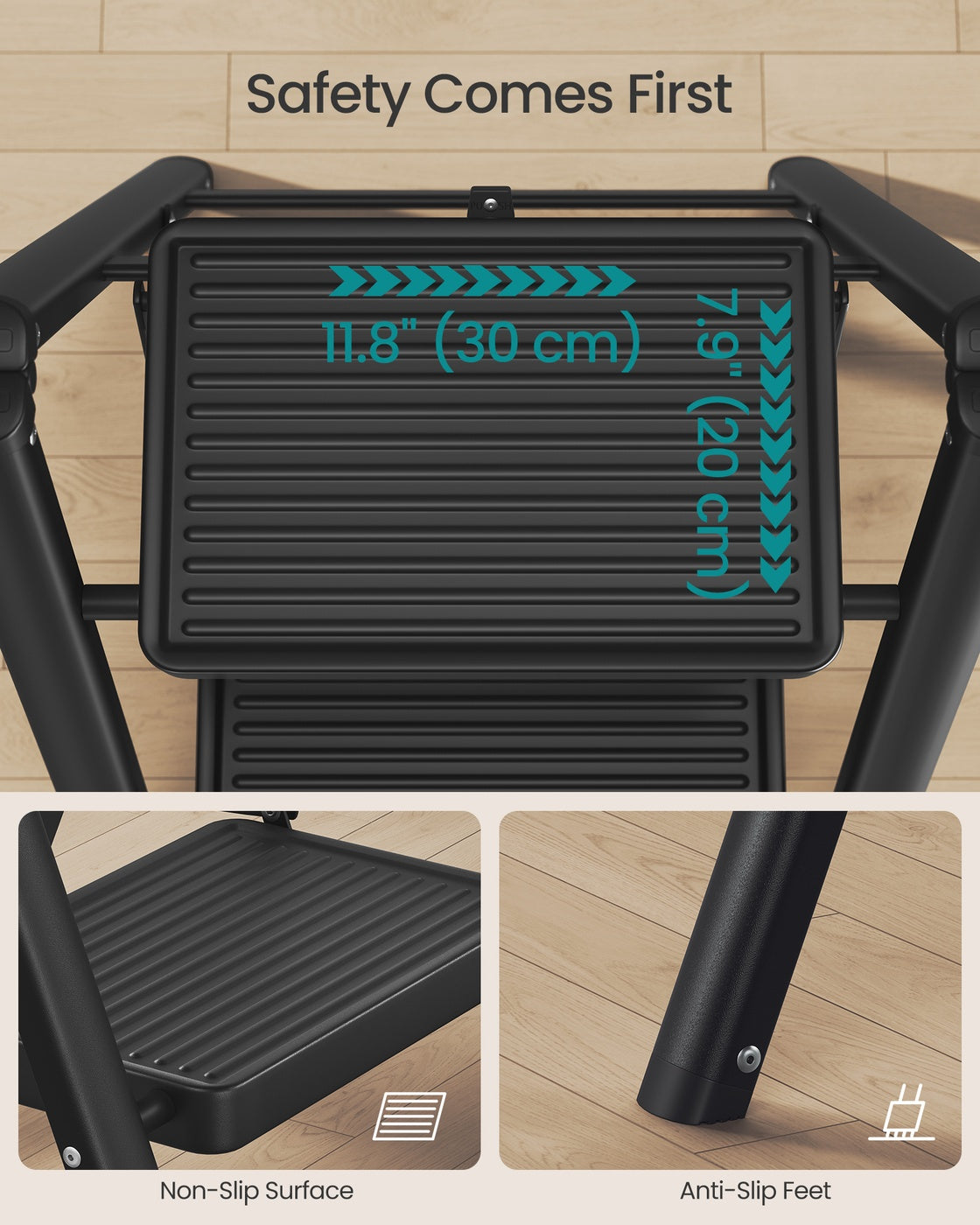2-Step Ladder - 5.2L - Heavy-Duty Steel - Holds up to 150 kg