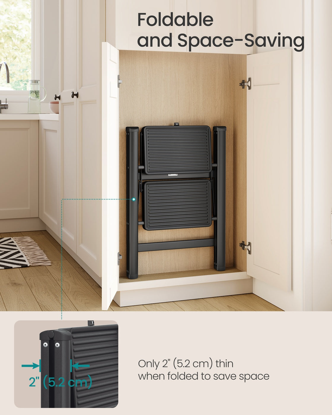 2-Step Ladder - 5.2L - Heavy-Duty Steel - Holds up to 150 kg