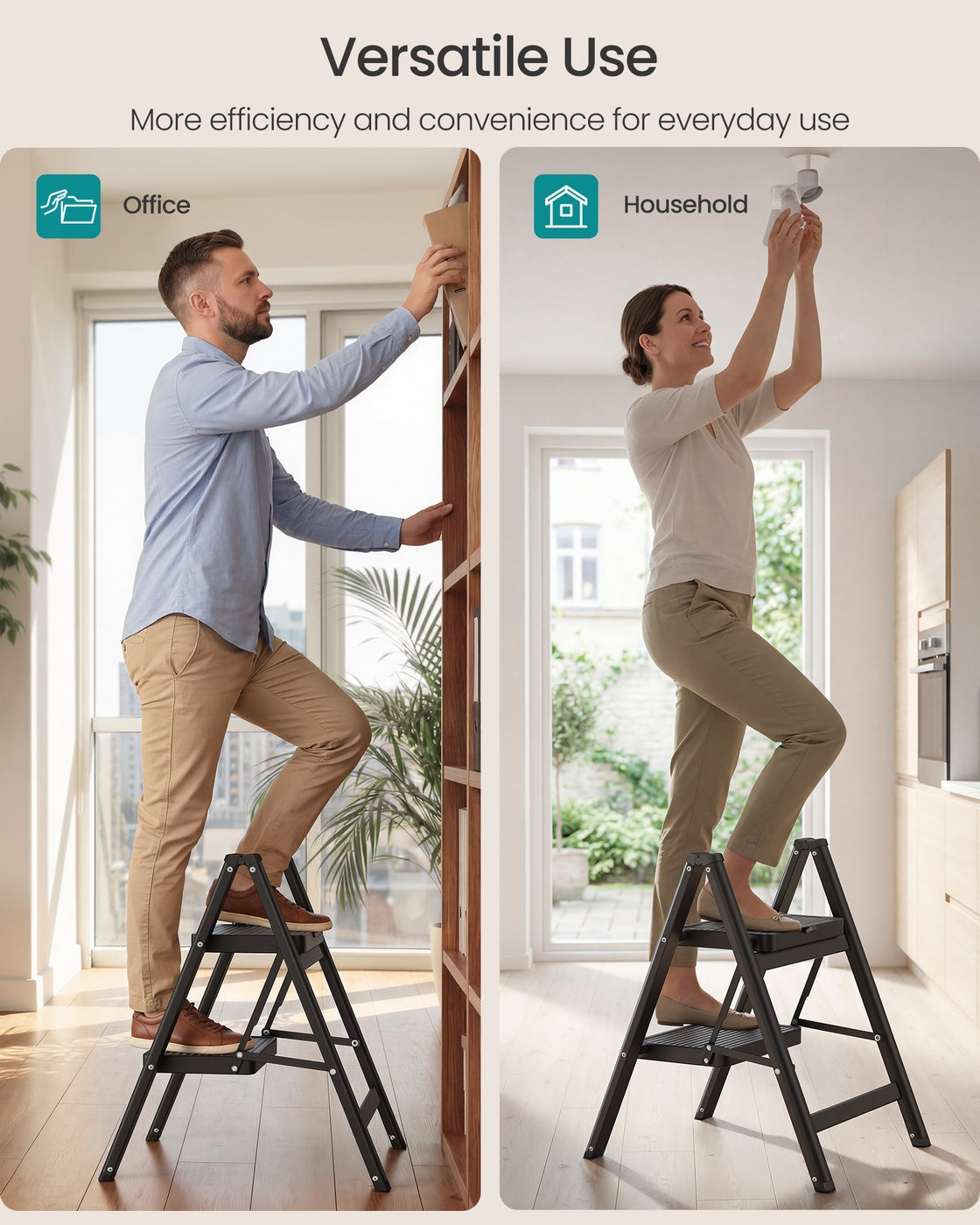 2-Step Ladder - 5.2L - Heavy-Duty Steel - Holds up to 150 kg