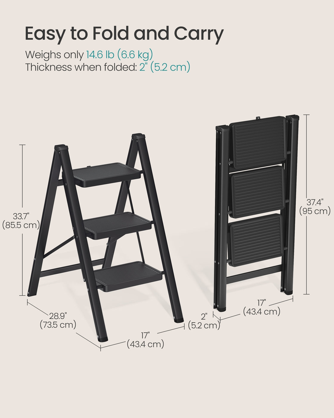 Heavy-Duty Step Ladder - 2-Step - Steel - Supports up to 330 lbs