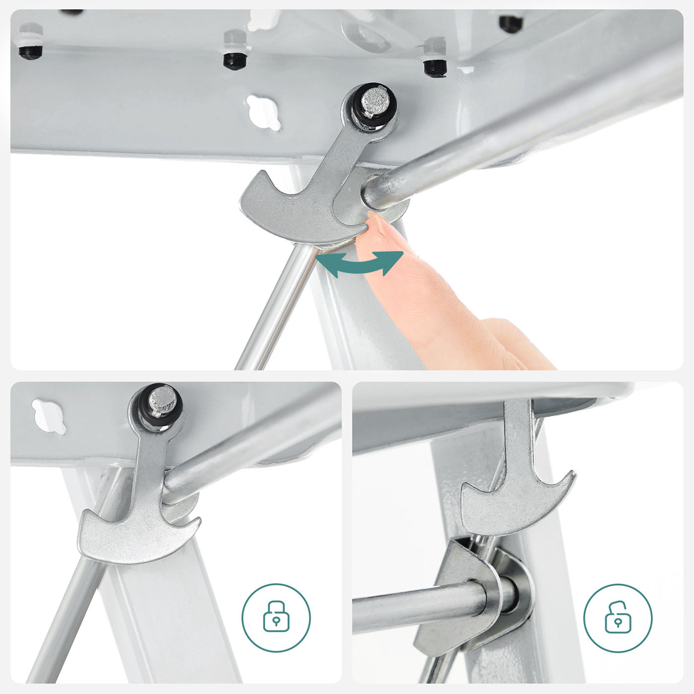 Portable 2 Step Ladder - Steel - White