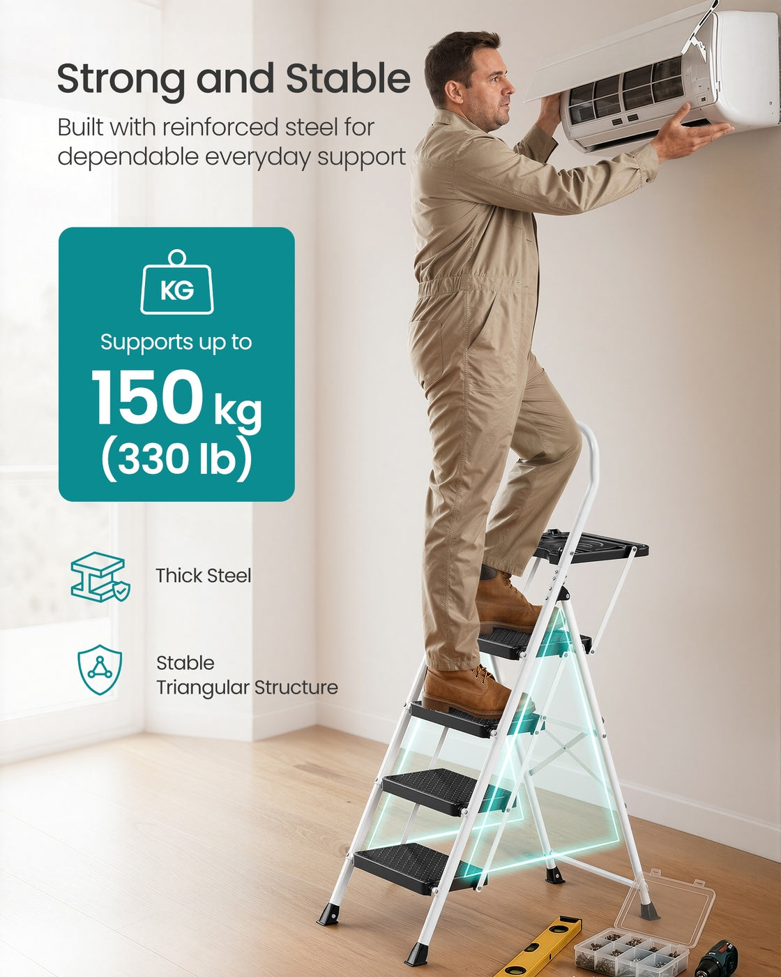 Step Ladder - Folding with Non-Slip Steps