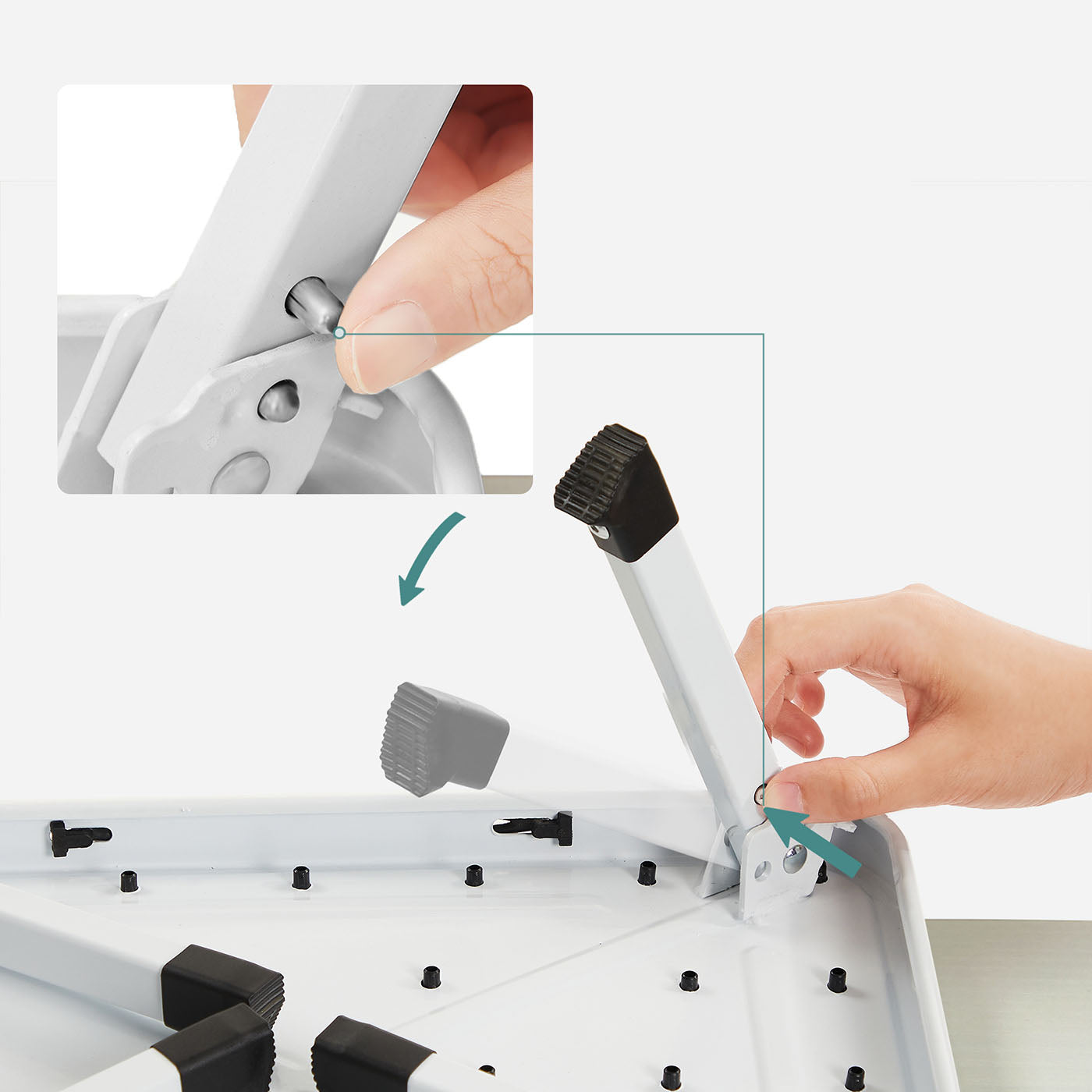 Folding Step Stool - Metal - White - TÜV SÜD Certified