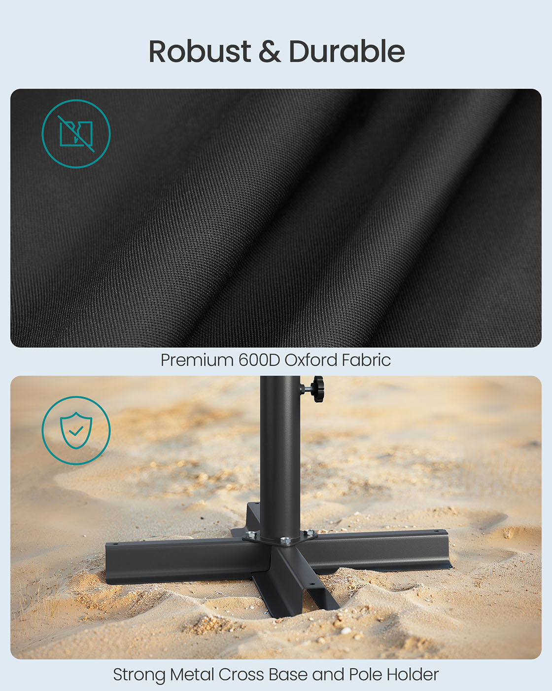 Parasol Base Weight Bag - Fabric - Black - Sand-Filled for 1.5-3 m Parasols