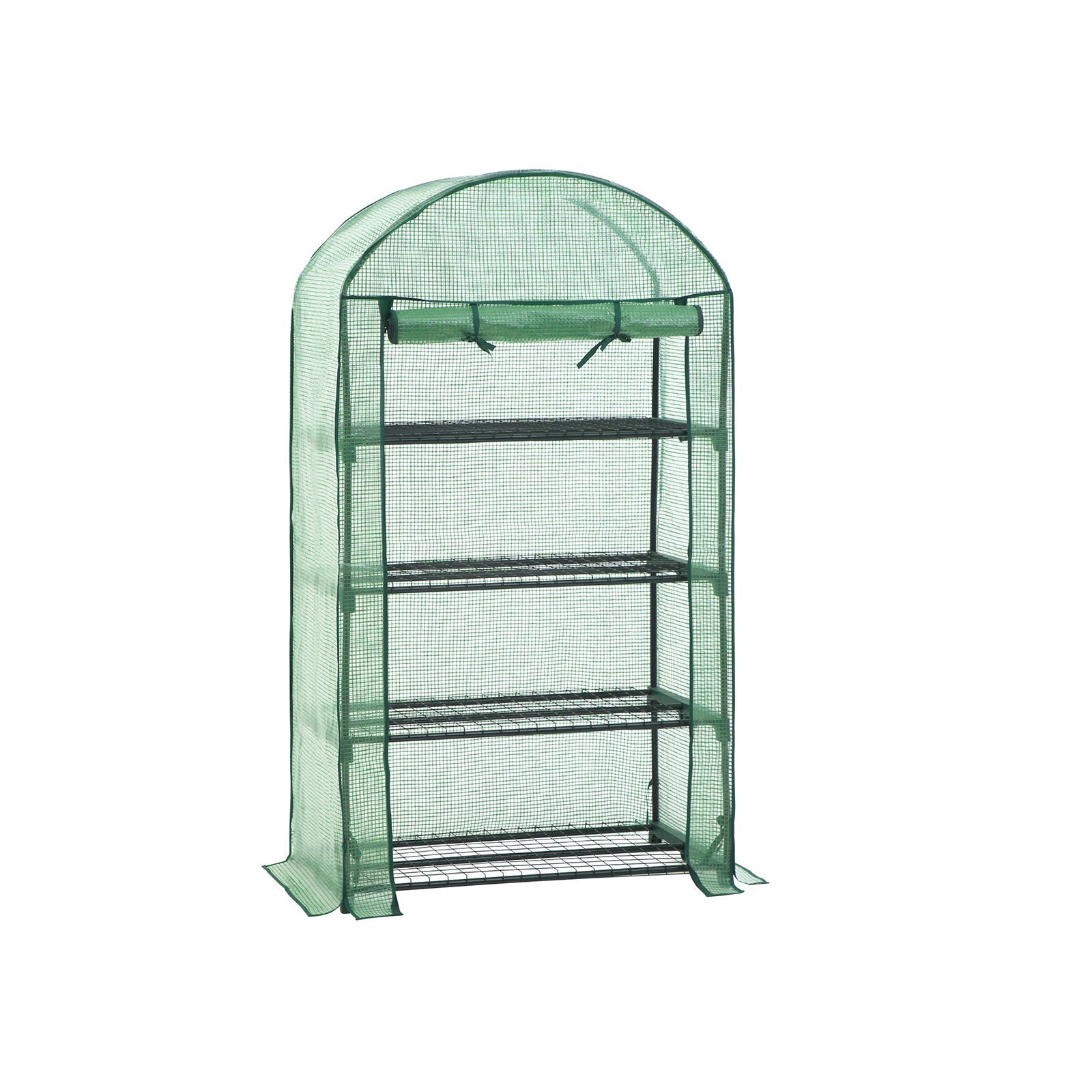 4-Tier Greenhouse - Metal - Green - Roll-Up Door