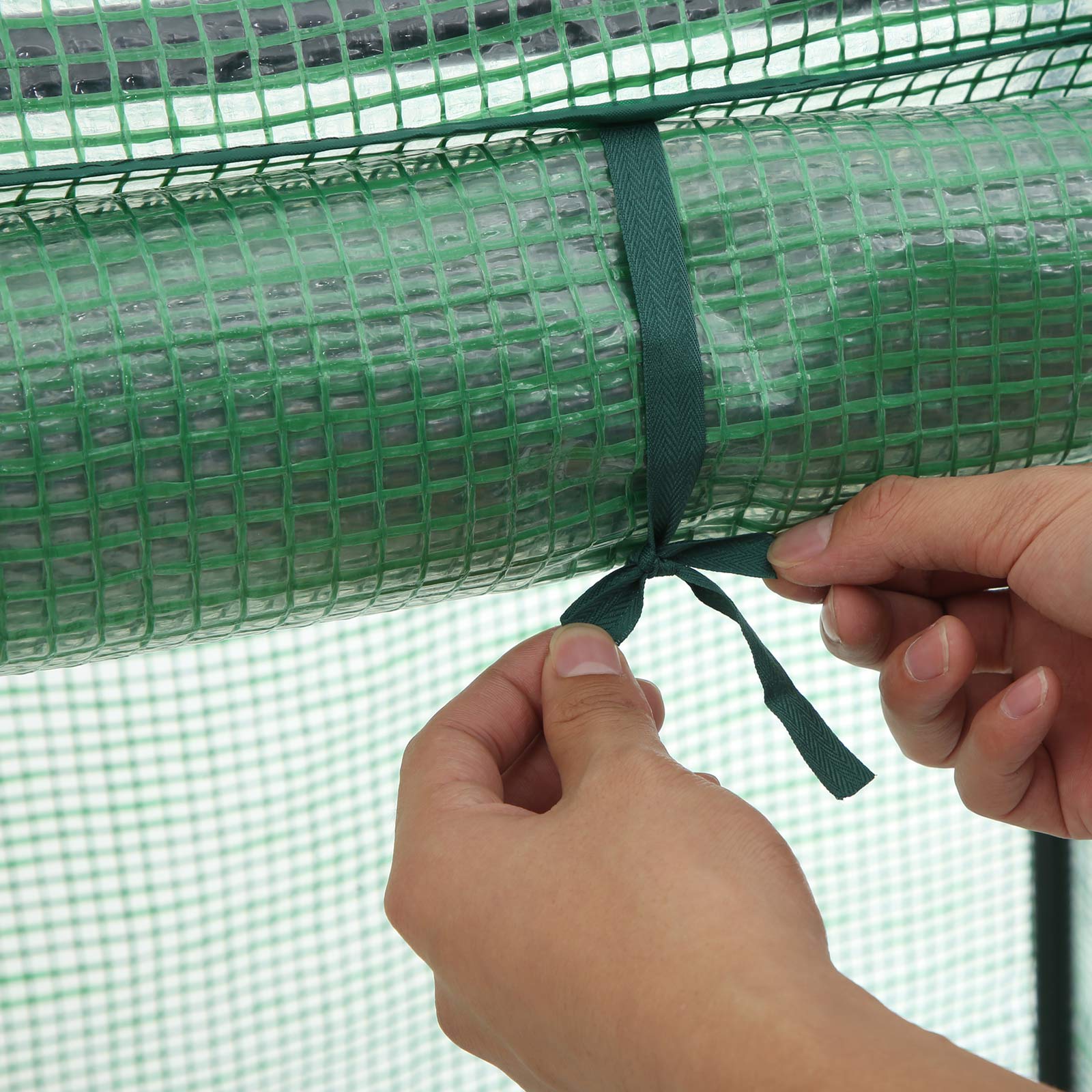 4-Tier Greenhouse - Metal - Green - Roll-Up Door