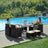 Garden Dining Table and Chairs Set - PE Rattan - Black and Beige - Space-Saving with Cushions
