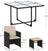 Garden Dining Table and Chairs Set - PE Rattan - Black and Beige - Space-Saving with Cushions