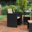 Garden Dining Table and Chairs Set - PE Rattan - Black and Beige - Space-Saving with Cushions