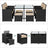 Garden Dining Table and Chairs Set - PE Rattan - Black and Beige - Space-Saving with Cushions