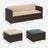 Garden Furniture Set - PE Rattan - Black and Beige - 5-Piece Patio Conversation Set with Cushions and Glass Table