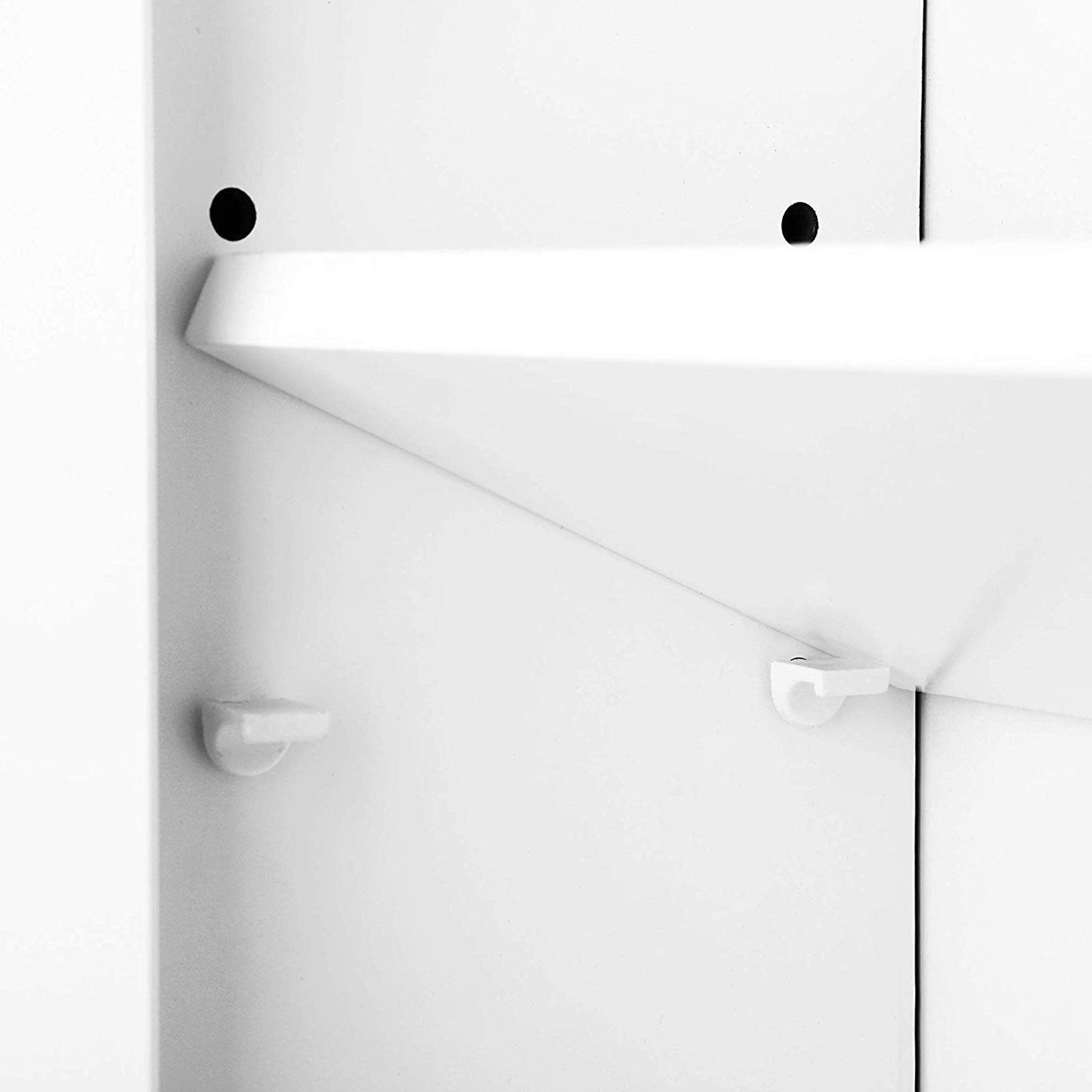 Wall Cabinet - Glass Door with Adjustable Shelves - White - Wooden