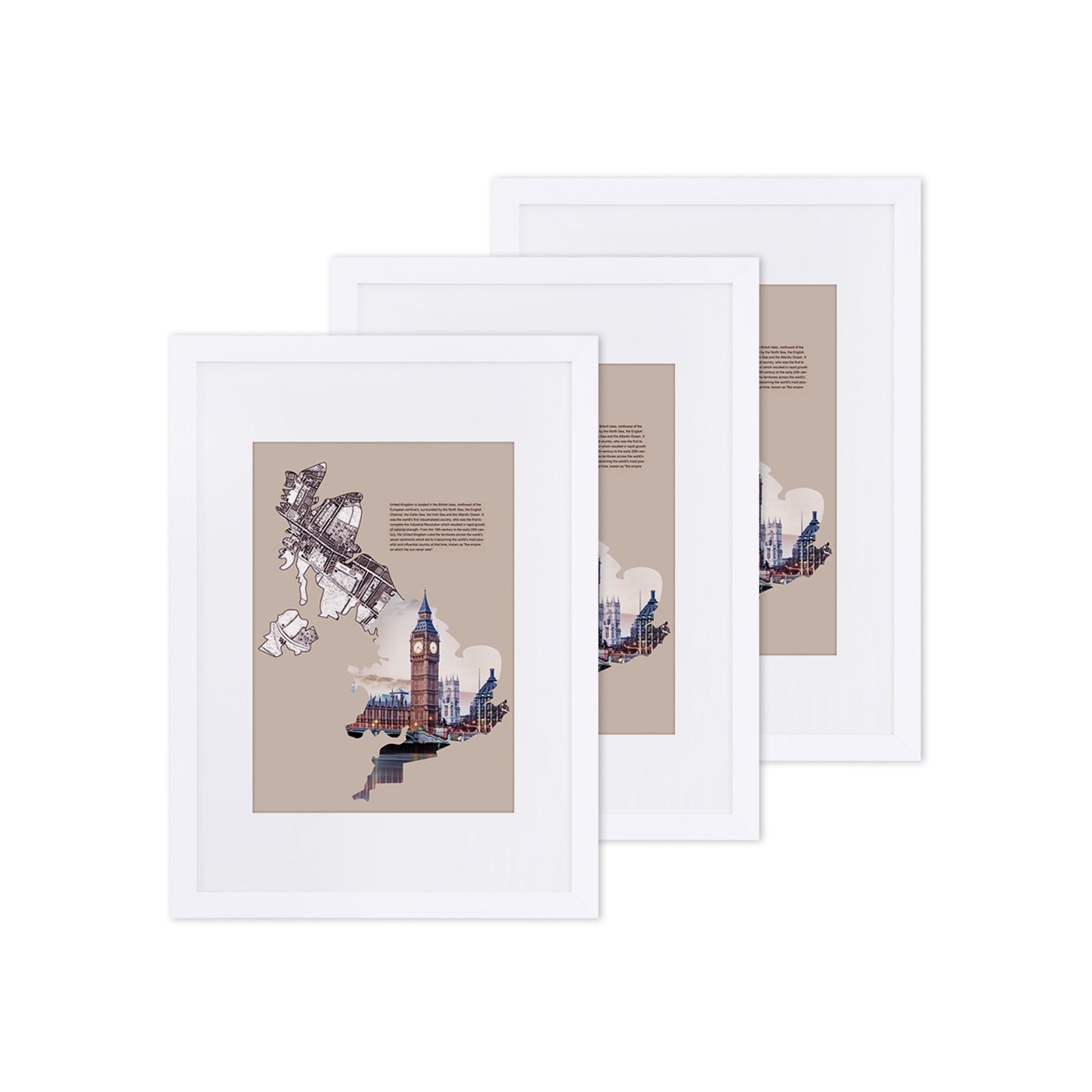 Picture Frame Set - MDF - White - Set of 3
