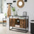 Storage Cabinet - Tempered Glass - Rustic Brown and Black - Open Compartments