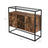 Storage Cabinet - Tempered Glass - Rustic Brown and Black - Open Compartments