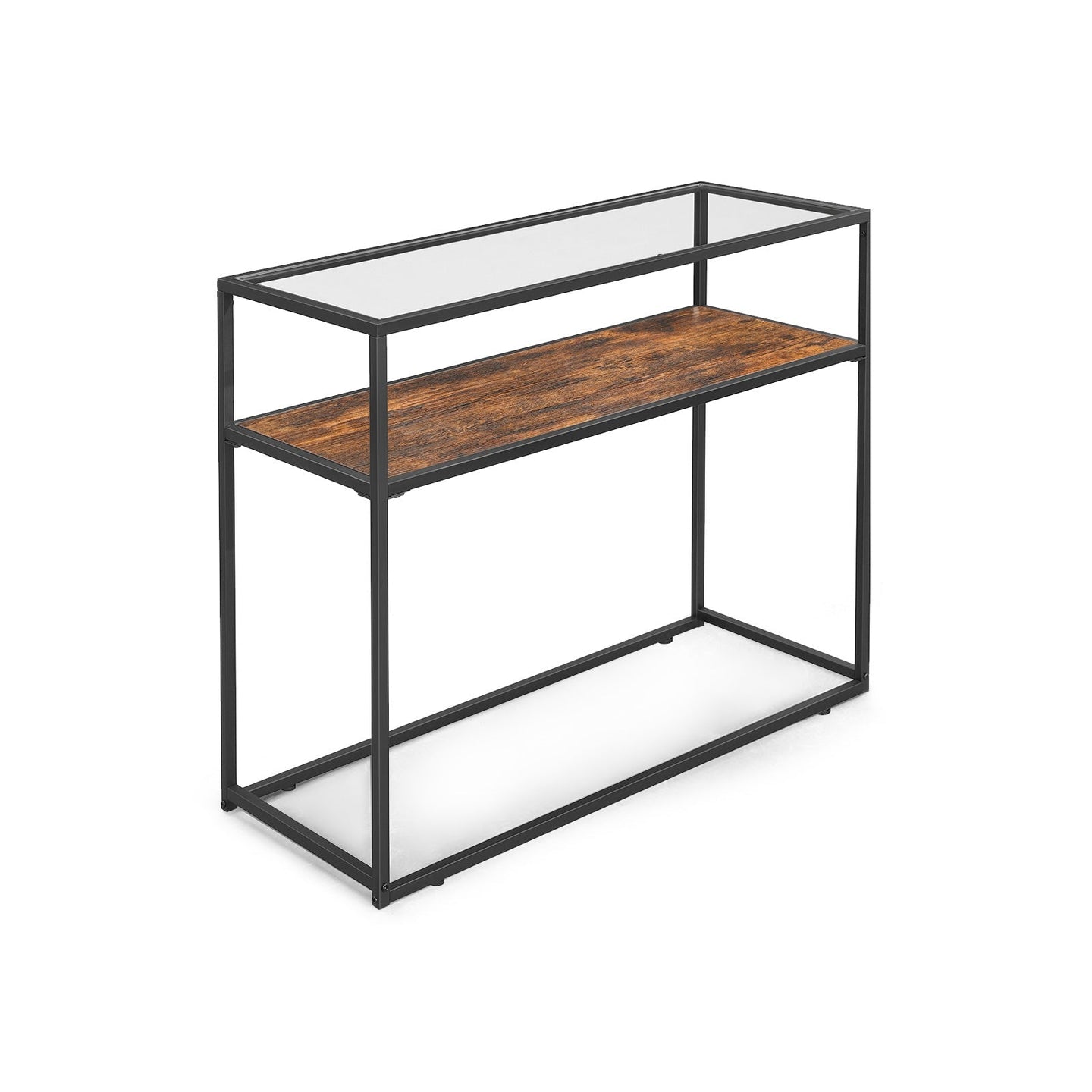 Console Table - Tempered Glass - Rustic Brown and Black